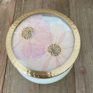 Anthropologie Rosy Rings Pressed Floral 2 Wick Candle Garden Tangerine NEW